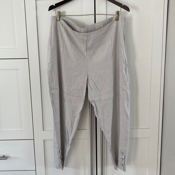 NWT J. Jill Linen Blend Side Zip Elastic Waist Crops (Buttons at Hem) XL Petite - Picture 1 of 6